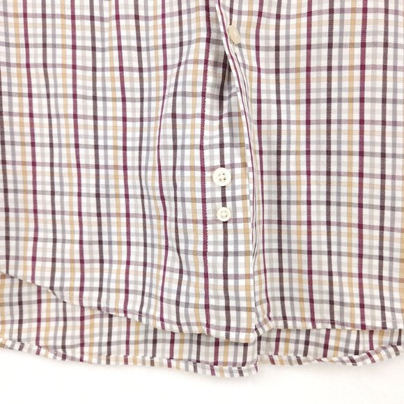 Talbots Men's Dress Shirt Red Grey Yellow Plaid Button Down Long Sleeve Size XL - Picture 4 of 10